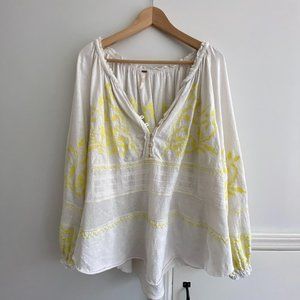 Free People Long Sleeve Embroidered Top